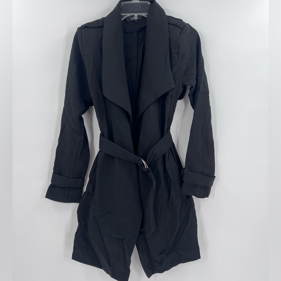 Lulus Winnipeg Black Trench coat black new XS - Picture 3 of 8